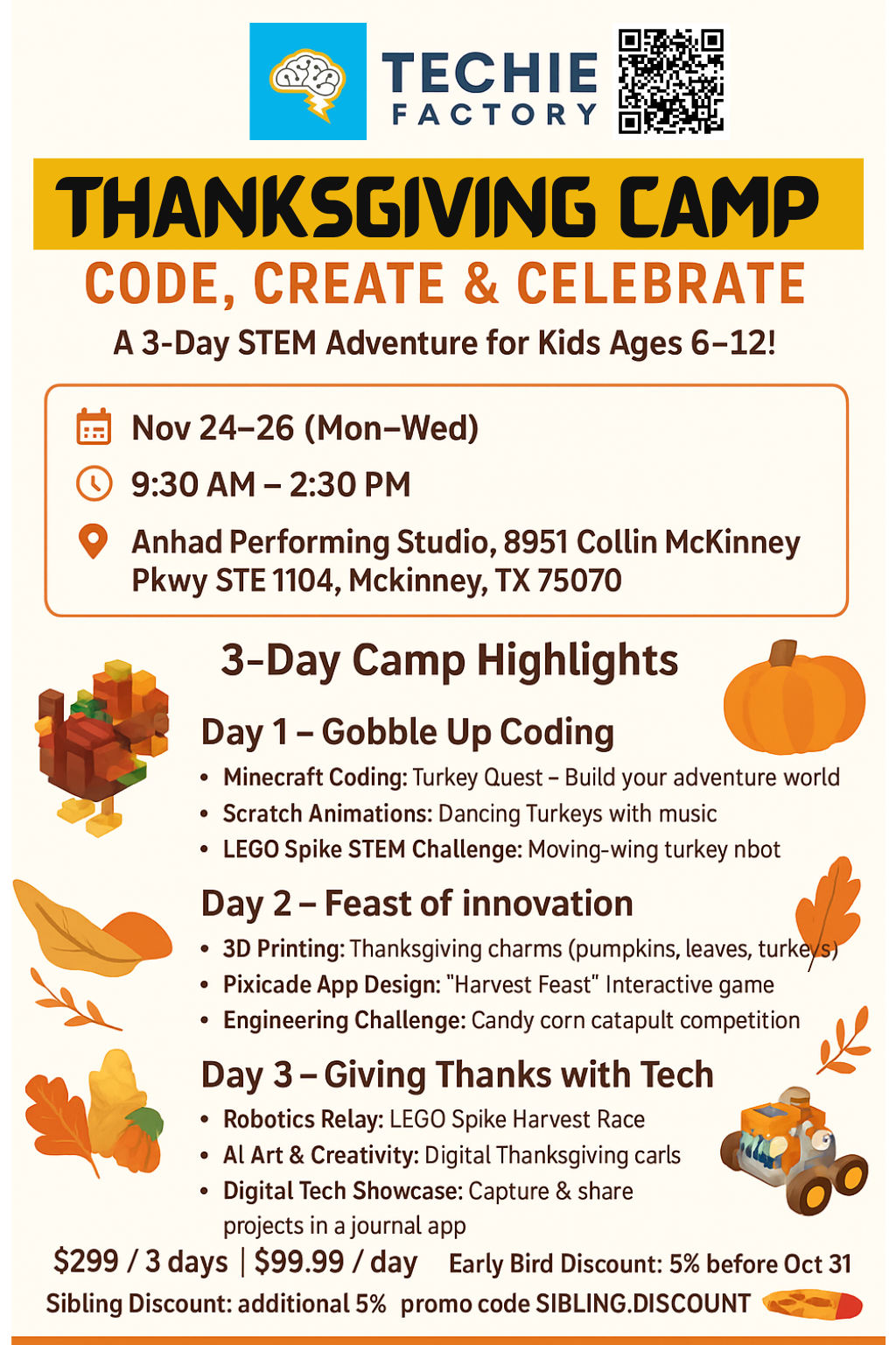 Thanksgiving Camp STEM Flyer